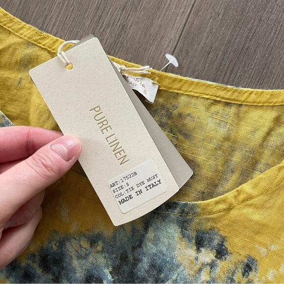 New Bella Umbra Italy Amalfi Night Tie Dye Must Yellow & Blue Blouse - Picture 6 of 7